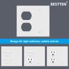 image2 Pack BESTTEN 2Gang Combination Light Switch Wall Plate 1Duplex1Blank Standard Size Unbreakable Polycarbonate Receptacle Outlet Cover White