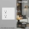 image2 Pack BESTTEN 2Gang Combination Light Switch Wall Plate 1Duplex1Blank Standard Size Unbreakable Polycarbonate Receptacle Outlet Cover White