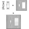 image2 Pack BESTTEN 2Gang Combination Metal Wall Plate 1Toggle1Decor Standard Size CorrosionResistant Stainless Steel Outlet and Switch Cover Silver Brushed Finish