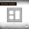 image2 Pack BESTTEN 2Gang Combination Metal Wall Plate with Protective Film 1Duplex1Decor CorrosionResistant Stainless Steel Outlet and Switch Cover Standard Size Brushed FinishSilver