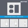 image2 Pack BESTTEN 2Gang Combination Metal Wall Plate with Protective Film 1Duplex1Decor CorrosionResistant Stainless Steel Outlet and Switch Cover Standard Size Brushed FinishWhite