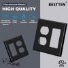 image2 Pack BESTTEN 2Gang Combination Metal Wall Plate with Protective Film 1Duplex1Decor CorrosionResistant Stainless Steel Outlet and Switch Cover Standard Size Brushed FinishBlack