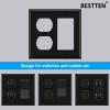 image2 Pack BESTTEN 2Gang Combination Metal Wall Plate with Protective Film 1Duplex1Decor CorrosionResistant Stainless Steel Outlet and Switch Cover Standard Size Brushed FinishBlack