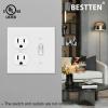 image2 Pack BESTTEN 2Gang Combination Metal Wall Plate with Protective Film 1Duplex1Toggle CorrosionResistant Stainless Steel Outlet and Switch Cover Standard Size Brushed Finish SilverWhite