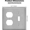 image2 Pack BESTTEN 2Gang Combination Metal Wall Plate with Protective Film 1Duplex1Toggle CorrosionResistant Stainless Steel Outlet and Switch Cover Standard Size Brushed Finish SilverSilver