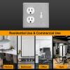 image2 Pack BESTTEN 2Gang Combination Metal Wall Plate with Protective Film 1Duplex1Toggle CorrosionResistant Stainless Steel Outlet and Switch Cover Standard Size Brushed Finish SilverSilver