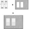 image2 Pack BESTTEN 3Gang Combination Metal Wall Plate with hite or Clear Plastic Film 2Decorator1Blank CorrosionResistant Stainless Steel Outlet and Switch Cover Brushed Finish