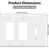 image2 Pack BESTTEN 3Gang Combination Wall Plate 2Decor 1Toggle Standard Size Unbreakable Polycarbonate Outlet and Switch Cover White