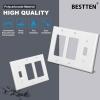 image2 Pack BESTTEN 3Gang Combination Wall Plate 2Decor 1Toggle Standard Size Unbreakable Polycarbonate Outlet and Switch Cover White