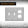 image2 Pack BESTTEN 3Gang Combo Metal Wall Plate with Protective Film 1Duplex2Toggle Standard Size CorrosionResistant Stainless Steel Outlet and Switch Cover Brushed Finish Silver