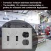 image2 Pack BESTTEN 3Gang Combo Metal Wall Plate with Protective Film 1Duplex2Toggle Standard Size CorrosionResistant Stainless Steel Outlet and Switch Cover Brushed Finish Silver