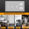 image2 Pack BESTTEN 4Gang Combo Metal Wall Plate with Protective Film 1Duplex3Toggle Standard Size CorrosionResistant Stainless Steel Outlet and Switch Cover Brushed Finish Silver