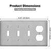 image2 Pack BESTTEN 4Gang Combo Metal Wall Plate with Protective Film 1Duplex3Toggle Standard Size CorrosionResistant Stainless Steel Outlet and Switch Cover Brushed Finish Silver