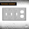 image2 Pack BESTTEN 4Gang Combo Metal Wall Plate with Protective Film 1Duplex3Toggle Standard Size CorrosionResistant Stainless Steel Outlet and Switch Cover Brushed Finish Silver