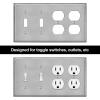 image2 Pack BESTTEN 4Gang Combo Metal Wall Plate with Protective Film 2Duplex2Toggle CorrosionResistant Stainless Steel Outlet and Switch Cover Standard Size Brushed Finish