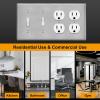 image2 Pack BESTTEN 4Gang Combo Metal Wall Plate with Protective Film 2Duplex2Toggle CorrosionResistant Stainless Steel Outlet and Switch Cover Standard Size Brushed Finish
