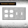 image2 Pack BESTTEN 4Gang Combo Metal Wall Plate with Protective Film 2Duplex2Toggle CorrosionResistant Stainless Steel Outlet and Switch Cover Standard Size Brushed Finish