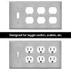 image2 Pack BESTTEN 4Gang Combo Metal Wall Plate with Protective Film 3Duplex1Toggle CorrosionResistant Stainless Steel Outlet and Switch Cover Standard Size Brushed Finish