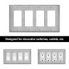 image2 Pack BESTTEN 4Gang Decor Metal Wall Plate with hite or Clear Plastic Film Stainless Steel Outlet Cover H453quot x W823quot Standard Size1 Brushed Stainless Steel