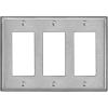 image2 Pack BESTTEN 4Gang Decor Metal Wall Plate with hite or Clear Plastic Film Stainless Steel Outlet Cover H453quot x W823quot Standard Size1 Brushed Stainless Steel