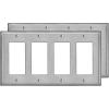 image2 Pack BESTTEN 4Gang Decor Metal Wall Plate with hite or Clear Plastic Film Stainless Steel Outlet Cover H453quot x W823quot Standard Size1 Brushed Stainless Steel