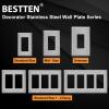 image2 Pack BESTTEN 4Gang Decor Metal Wall Plate with hite or Clear Plastic Film Stainless Steel Outlet Cover H453quot x W823quot Standard SizeBrushed Stainless Steel