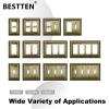 image2 Pack BESTTEN Satin Nickel Zinc Alloy 2 Gang Duplex Wall Plate Grand Collection Decorative Metal Receptacle Outlet CoverAntique Brass