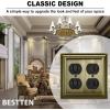 image2 Pack BESTTEN Satin Nickel Zinc Alloy 2 Gang Duplex Wall Plate Grand Collection Decorative Metal Receptacle Outlet CoverAntique Brass