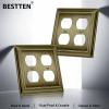 image2 Pack BESTTEN Satin Nickel Zinc Alloy 2 Gang Duplex Wall Plate Grand Collection Decorative Metal Receptacle Outlet CoverAntique Brass