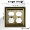 image2 Pack BESTTEN Satin Nickel Zinc Alloy 2 Gang Duplex Wall Plate Grand Collection Decorative Metal Receptacle Outlet CoverAntique Brass