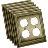image2 Pack BESTTEN Satin Nickel Zinc Alloy 2 Gang Duplex Wall Plate Grand Collection Decorative Metal Receptacle Outlet CoverAntique Brass