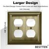 image2 Pack BESTTEN Satin Nickel Zinc Alloy 2 Gang Duplex Wall Plate Grand Collection Decorative Metal Receptacle Outlet CoverAntique Brass