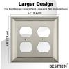 image2 Pack BESTTEN Satin Nickel Zinc Alloy 2 Gang Duplex Wall Plate Grand Collection Decorative Metal Receptacle Outlet CoverSatin Nickel
