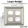 image2 Pack BESTTEN Satin Nickel Zinc Alloy 2 Gang Duplex Wall Plate Grand Collection Decorative Metal Receptacle Outlet CoverSatin Nickel