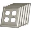 image2 Pack BESTTEN Satin Nickel Zinc Alloy 2 Gang Duplex Wall Plate Grand Collection Decorative Metal Receptacle Outlet CoverSatin Nickel
