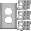 image5 Pack BESTTEN 1Gang OverSize Duplex Metal Wall Plate with Protective Film Jumbo Receptacle Outlet Cover CorrosionResistant Stainless Steel Wall Plate Brushed Finish Silver10