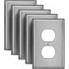 image5 Pack BESTTEN 1Gang OverSize Duplex Metal Wall Plate with Protective Film Jumbo Receptacle Outlet Cover CorrosionResistant Stainless Steel Wall Plate Brushed Finish Silver5