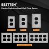 image5 Pack BESTTEN 1Gang OverSize Duplex Metal Wall Plate with Protective Film Jumbo Receptacle Outlet Cover CorrosionResistant Stainless Steel Wall Plate Brushed Finish Silver10