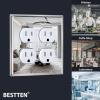 image5 Pack BESTTEN Duplex Metal Wall Plate with Protective Film 1Gang Standard Size CorrosionResistant Stainless Steel Outlet and Switch Cover Industrial Grade Brushed Finish SilverPolished Stainless Steel