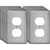 image5 Pack BESTTEN Duplex Metal Wall Plate with Protective Film 1Gang Standard Size CorrosionResistant Stainless Steel Outlet and Switch Cover Industrial Grade Brushed Finish SilverBrushed Stainless Steel