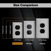 image5 Pack BESTTEN Duplex Metal Wall Plate with Protective Film 1Gang Standard Size CorrosionResistant Stainless Steel Outlet and Switch Cover Industrial Grade Brushed Finish SilverBrushed Stainless Steel