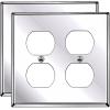 image5 Pack BESTTEN Duplex Metal Wall Plate with Protective Film 1Gang Standard Size CorrosionResistant Stainless Steel Outlet and Switch Cover Industrial Grade Brushed Finish SilverPolished Stainless Steel