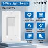 image50 Pack BESTTEN Single Pole Decorator Wall Light Switch with Wallplate 15A 120277V OnOff Rocker Paddle Interrupter UL Listed White3 Way