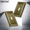 imageBESTTEN 1 Gang Toggle Light Switch Cover Plate 4 Pack Zinc Alloy Grand Collection Toggle Switch Wall Plate Oiled Bronze Corrosion ResistantAntique Brass