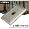 imageBESTTEN 1 Gang Toggle Light Switch Cover Plate 4 Pack Zinc Alloy Grand Collection Toggle Switch Wall Plate Oiled Bronze Corrosion ResistantSatin Nickel