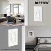 imageBESTTEN 1 Pack 1 Gang Screwless Decorative Wall Plate USWP4 Glossy Off White Decorator Outlet Cover for Light Switch Dimmer GFCI USB Receptacle H469 x W291Standard Size Off White