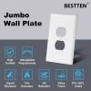 imageBESTTEN 10 Pack 1Gang Jumbo Duplex Receptacle Outlet Wall Plate OverSize Unbreakable Polycarbonate Electrical Outlet Plate and Switch Cover ETL Listed White50