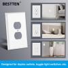 imageBESTTEN 10 Pack 1Gang Jumbo Duplex Receptacle Outlet Wall Plate OverSize Unbreakable Polycarbonate Electrical Outlet Plate and Switch Cover ETL Listed White10