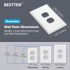 imageBESTTEN 10 Pack 1Gang Jumbo Duplex Receptacle Outlet Wall Plate OverSize Unbreakable Polycarbonate Electrical Outlet Plate and Switch Cover ETL Listed White10