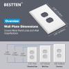 imageBESTTEN 10 Pack 1Gang Jumbo Duplex Receptacle Outlet Wall Plate OverSize Unbreakable Polycarbonate Electrical Outlet Plate and Switch Cover ETL Listed White50